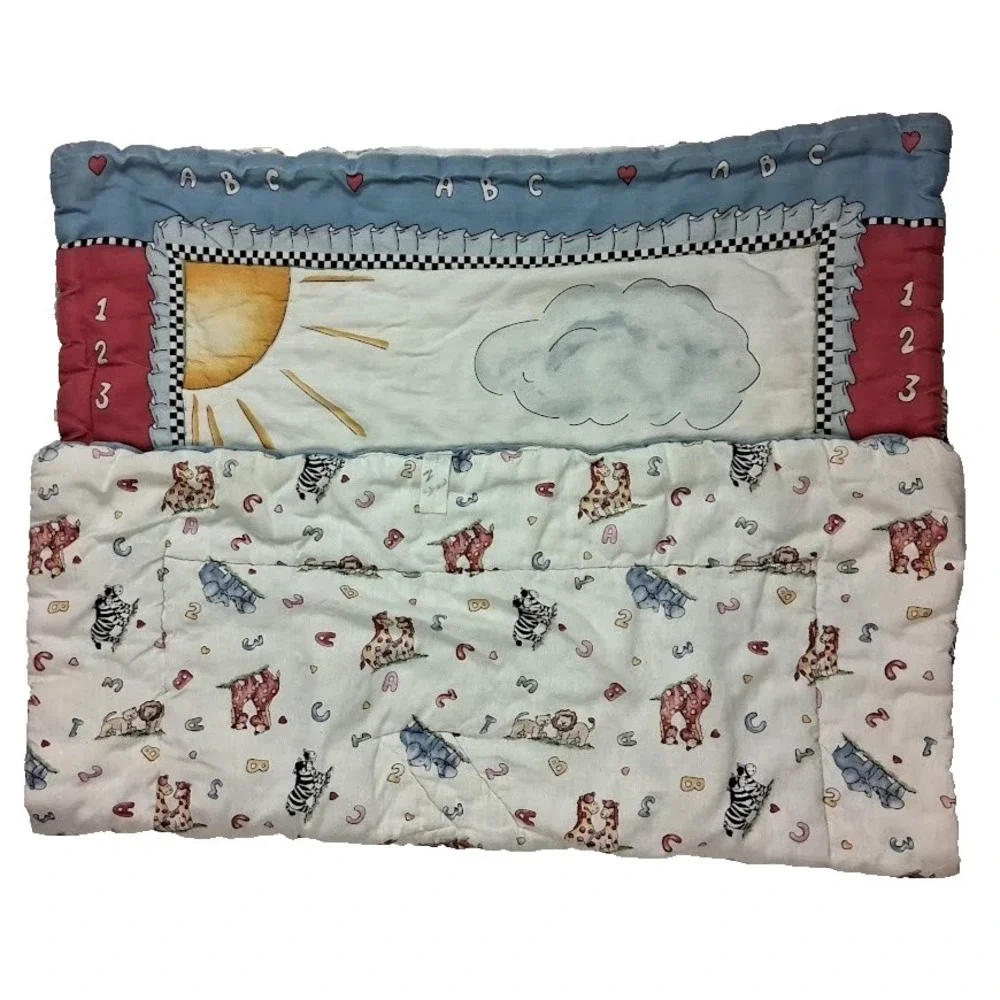 Vintage Noah's Ark Baby Crib Comforter Blanket NoJo Cotton Nursery Unisex